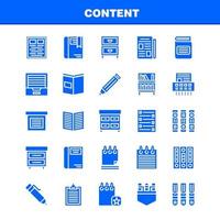 contenido paquete de iconos de glifos sólidos para diseñadores y desarrolladores iconos de libro marca de libro contenido contenido bolígrafos vector de contenido de bolsillo