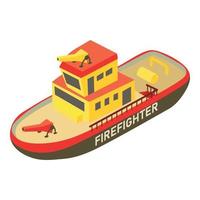 Firefighter ship icon, isometric style vector