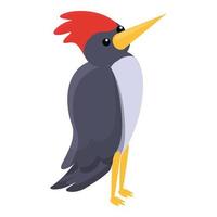 icono de pájaro carpintero de nido, estilo de dibujos animados vector