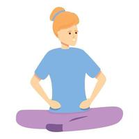 Girl meditation icon cartoon vector. Woman relax vector