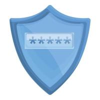 Cipher shield icon, cartoon style vector