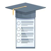 Smartphone online graduation icon cartoon vector. Exam test vector