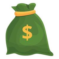 Bank cash money bag icon, cartoon style vector