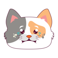 gato rosto triste desenho animado fofo png