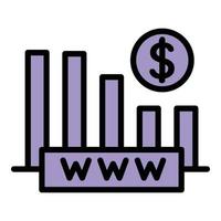 vector de contorno de icono de gráfico web. aplicación de dinero