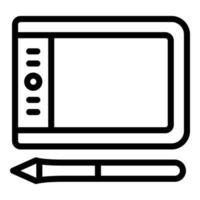 icono de tableta gráfica, estilo de contorno vector