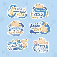 Water Rabbit Greeting Sticker for Chinese New Year Celebration vector