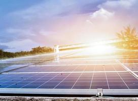 Solar panels, whose upper surface is soiled by rainwater stains, bird droppaings and dust, need to be cleaned to optimize the energy storage of the sun during the day, soft focus. photo