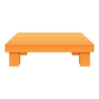 Low wood table icon, cartoon style vector