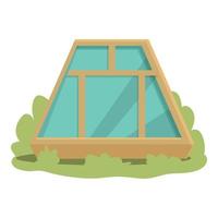 Big window house icon cartoon vector. Camping glamping vector