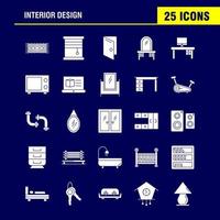 Interior Design Solid Glyph Icons Set For Infographics Mobile UXUI Kit And Print Design Include Carpet Furniture Household Window Home House Door Entrance Eps 10 Vector