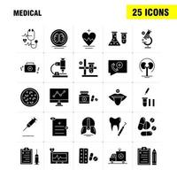 iconos de glifos sólidos médicos establecidos para infografías kit de uxui móvil y diseño de impresión incluyen archivo documento carta salud tubo de ensayo colección de ciencia médica logotipo infográfico moderno y pictograma vector