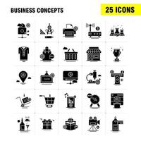 Business Concepts Solid Glyph Icons Set For Infographics Mobile UXUI Kit And Print Design Include Open Board Board Shop Mall Calendar Date Months Collection Modern Infographic Logo and Pict vector