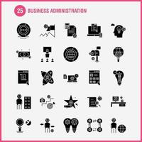 Business Administration Solid Glyph Icons Set For Infographics Mobile UXUI Kit And Print Design Include Chess Setting Gear Setting Board Game Credit Card Eps 10 Vector