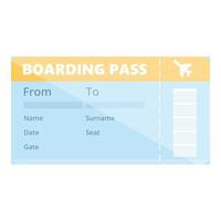 Trip boarding pass icon, cartoon style vector