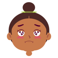 menina rosto triste desenho animado fofo png