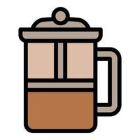 vector de contorno de icono de prensa de café. bebida barista