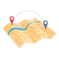 Cartography itinerary icon, cartoon style vector