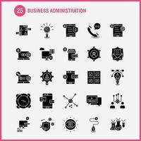 Business Administration Solid Glyph Icons Set For Infographics Mobile UXUI Kit And Print Design Include Internet Setting Setting Gear Globe Tshirt Shirt Sports Eps 10 Vector
