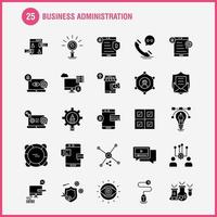 Business Administration Solid Glyph Icons Set For Infographics Mobile UXUI Kit And Print Design Include Internet Setting Setting Gear Globe Tshirt Shirt Sports Eps 10 Vector