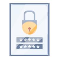 Tablet password protection icon, cartoon style vector