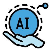 Ai care icon outline vector. Network machine vector