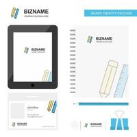 Pencil and scale Business Logo Tab App Diary PVC Employee Card and USB Brand Stationary Package Design Vector Template