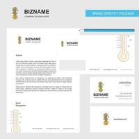 Thermometer Business Letterhead Envelope and visiting Card Design vector template