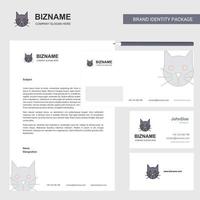 Cat Business Letterhead Envelope and visiting Card Design vector template