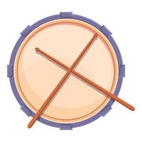 Drum wood sticks icon, cartoon style vector