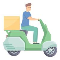 Food order delivery icon cartoon vector. Scooter man vector