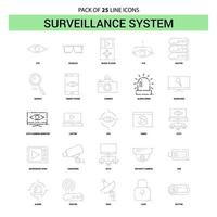 conjunto de iconos de línea de vigilancia 25 estilo de contorno discontinuo vector