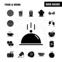 Food And Drink Solid Glyph Icons Set For Infographics Mobile UXUI Kit And Print Design Include Bread Food Loaf Ice Cream Cream Food Eat Icon Set Vector