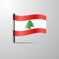 Lebanon waving Shiny Flag design vector