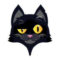 black cat doubt face cartoon cute png