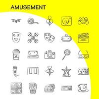 Amusement Hand Drawn Icons Set For Infographics Mobile UXUI Kit And Print Design Include Cycle Bicycle Cycling Exercise Guitar Music Musical Instrument Eps 10 Vector