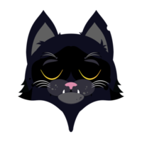 chat noir sommeil visage dessin animé mignon png