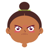 niña enojado cara dibujos animados lindo png