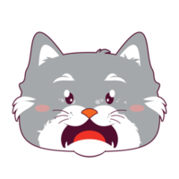 chat surpris visage dessin animé mignon png