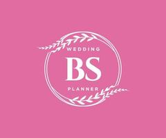 BS Initials letter Wedding monogram logos collection, hand drawn modern minimalistic and floral templates for Invitation cards, Save the Date, elegant identity for restaurant, boutique, cafe in vector