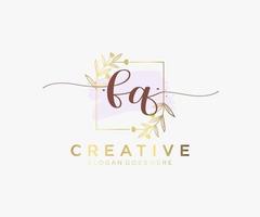 Initial FQ feminine logo. Usable for Nature, Salon, Spa, Cosmetic and Beauty Logos. Flat Vector Logo Design Template Element.