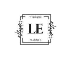 Initial LE feminine logo. Usable for Nature, Salon, Spa, Cosmetic and Beauty Logos. Flat Vector Logo Design Template Element.