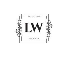 logotipo femenino inicial lw. utilizable para logotipos de naturaleza, salón, spa, cosmética y belleza. elemento de plantilla de diseño de logotipo de vector plano.