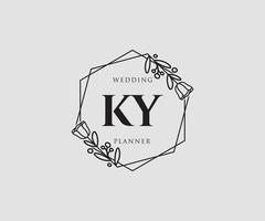 Initial KY feminine logo. Usable for Nature, Salon, Spa, Cosmetic and Beauty Logos. Flat Vector Logo Design Template Element.