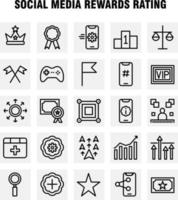 paquete de iconos de línea de calificación de recompensas de redes sociales para diseñadores y desarrolladores vector