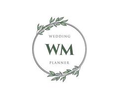 WM Initials letter Wedding monogram logos collection, hand drawn modern minimalistic and floral templates for Invitation cards, Save the Date, elegant identity for restaurant, boutique, cafe in vector