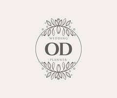 OD Initials letter Wedding monogram logos collection, hand drawn modern minimalistic and floral templates for Invitation cards, Save the Date, elegant identity for restaurant, boutique, cafe in vector