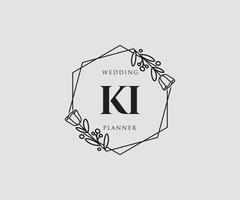 Initial KI feminine logo. Usable for Nature, Salon, Spa, Cosmetic and Beauty Logos. Flat Vector Logo Design Template Element.