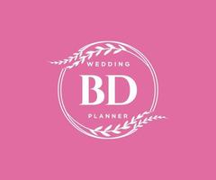 BD Initials letter Wedding monogram logos collection, hand drawn modern minimalistic and floral templates for Invitation cards, Save the Date, elegant identity for restaurant, boutique, cafe in vector