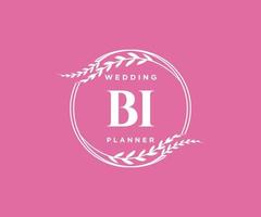 BI Initials letter Wedding monogram logos collection, hand drawn modern minimalistic and floral templates for Invitation cards, Save the Date, elegant identity for restaurant, boutique, cafe in vector